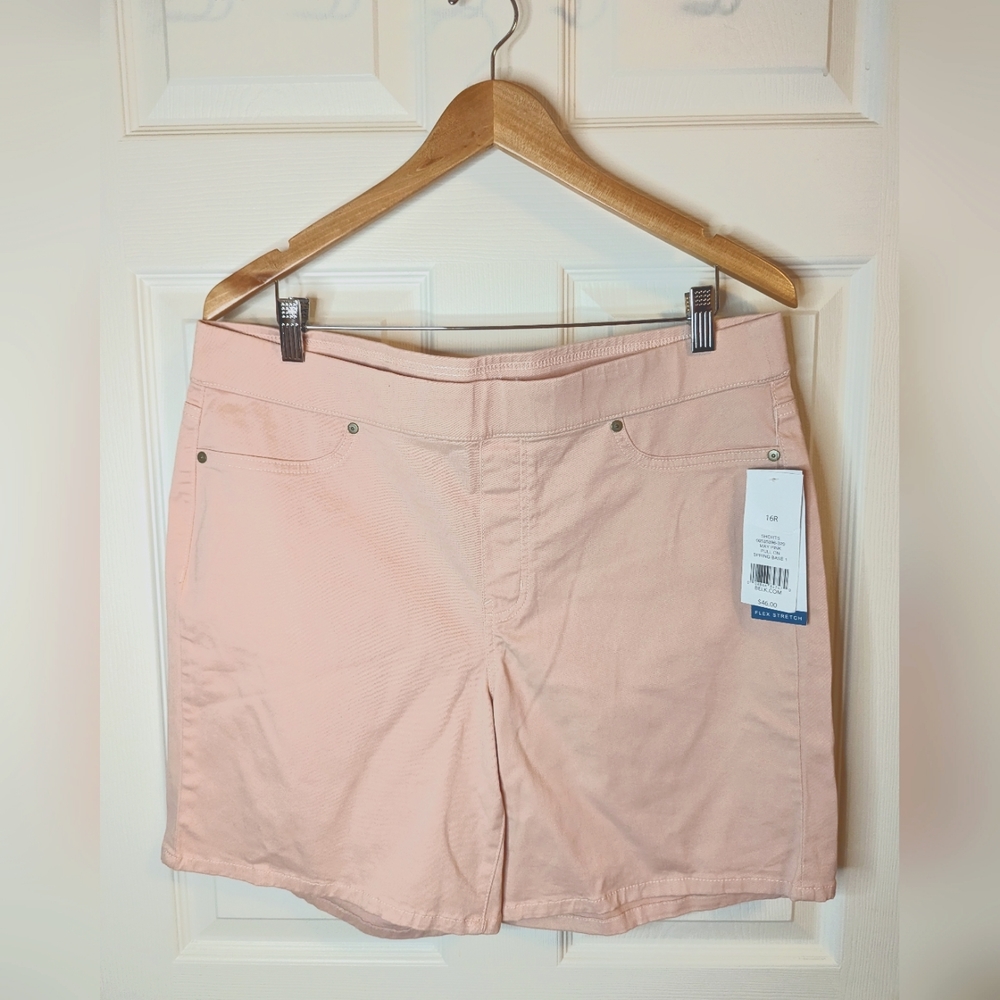 New Directions pale pink flex stretch shorts size 16 NWT